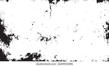 Grunge Border Texture with Ink Splatter and Distressed Edge Design on White Background