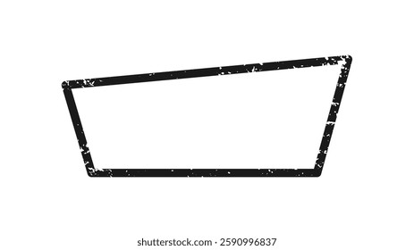 Grunge border in trapezoid form. Dark textured frame with empty space on white background. Vector illustration