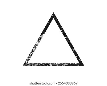 Grunge border in triangle form. Dark textured frame with empty space on white background. Vector illustration