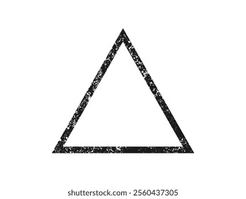 Grunge border in triangle form. Dark textured frame with empty space on white background. Vector illustration