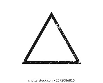 Grunge border in triangle form. Dark textured frame with empty space on white background. Vector illustration