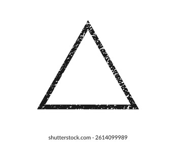 Grunge border in triangle form. Dark textured frame with empty space on white background. Vector illustration