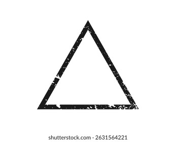 Grunge border in triangle form. Dark textured frame with empty space on white background. Vector illustration