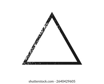 Grunge border in triangle form. Dark textured frame with empty space on white background. Vector illustration