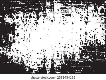 Grunge border vector background. Black grunge texture border frame over white. Abstract overlay. Dirty and damaged backdrop. Grunge Frame. 