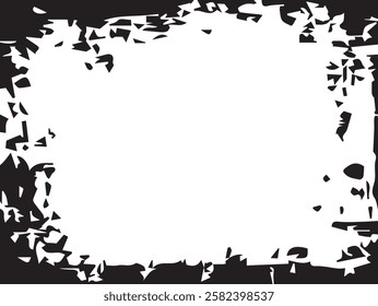 Grunge border vector background. Black grunge texture border frame over white. Abstract overlay. Dirty and damaged backdrop. Grunge Frame. 