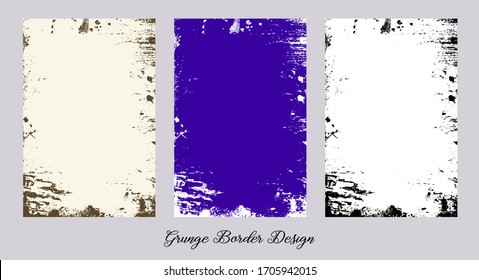 Grunge border vector background with distressed grungy frame, old scratched and dirty texture in brown beige blue white and black, vector colors are editable