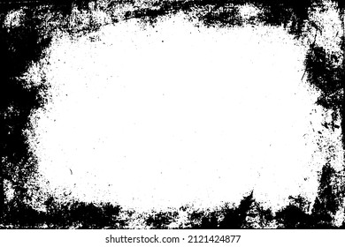 Grunge border vector texture background. Abstract frame overlay. Dirty and damaged backdrop. Vector graphic illustration with transparent white. EPS10.