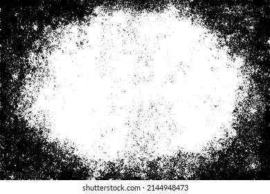 Grunge border vector texture background. Abstract frame overlay. Dirty and damaged backdrop. Vector graphic illustration with transparent white. EPS10.