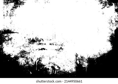 Grunge border vector texture background. Abstract frame overlay. Dirty and damaged backdrop. Vector graphic illustration with transparent white. EPS10.