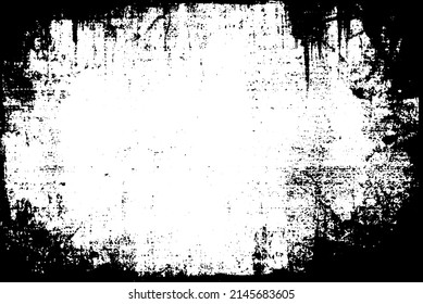 Grunge border vector texture background. Abstract frame overlay. Dirty and damaged backdrop. Vector graphic illustration with transparent white. EPS10.