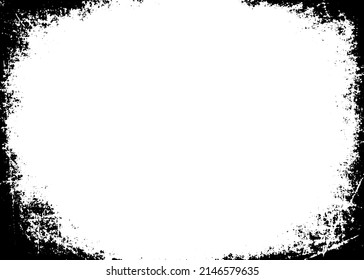 Grunge border vector texture background. Abstract frame overlay. Dirty and damaged backdrop. Vector graphic illustration with transparent white. EPS10.