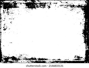 Grunge border vector texture background. Abstract frame overlay. Dirty and damaged backdrop. Vector graphic illustration with transparent white. EPS10.