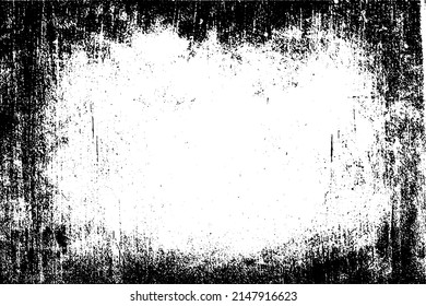 Grunge border vector texture background. Abstract frame overlay. Dirty and damaged backdrop. Vector graphic illustration with transparent white. EPS10.
