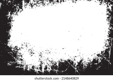 Grunge border vector texture background. Abstract frame overlay. Dirty and damaged backdrop. Vector graphic illustration with transparent white. EPS10.