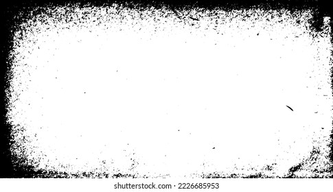 Grunge border vector texture background. Abstract frame overlay. Dirty and damaged backdrop. Vector graphic illustration with transparent white. EPS10.