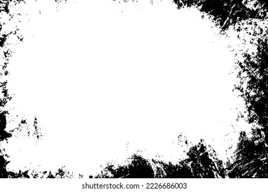 Grunge border vector texture background. Abstract frame overlay. Dirty and damaged backdrop. Vector graphic illustration with transparent white. EPS10.