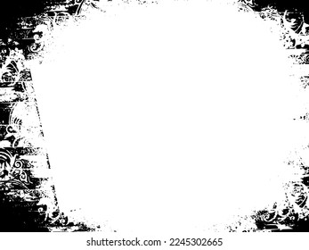 Grunge border vector texture background. Abstract frame overlay. Dirty and damaged backdrop. Vector graphic illustration with transparent white. EPS10.