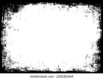 Grunge border vector texture background. Abstract frame overlay. Dirty and damaged backdrop. Vector graphic illustration with transparent white. EPS10.