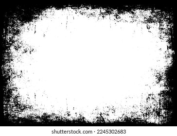 Grunge border vector texture background. Abstract frame overlay. Dirty and damaged backdrop. Vector graphic illustration with transparent white. EPS10.