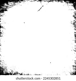 Grunge border vector texture background. Abstract frame overlay. Dirty and damaged backdrop. Vector graphic illustration with transparent white. EPS10.