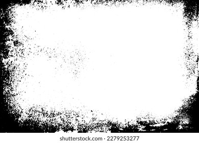 Grunge border vector texture background. Abstract frame overlay. Dirty and damaged backdrop. Vector graphic illustration with transparent white. EPS10.