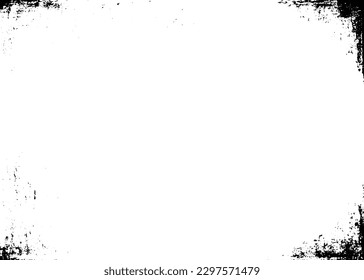 Grunge border vector texture background. Abstract frame overlay. Dirty and damaged backdrop. Vector graphic illustration with transparent white. EPS10.