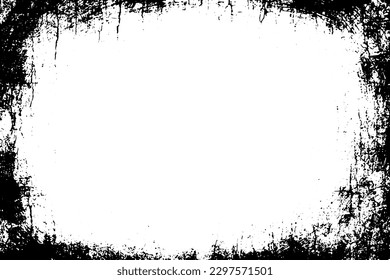Grunge border vector texture background. Abstract frame overlay. Dirty and damaged backdrop. Vector graphic illustration with transparent white. EPS10.
