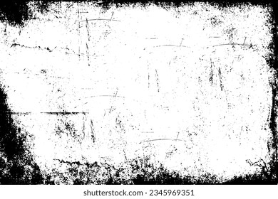 Grunge border vector texture background. Abstract frame overlay. Dirty and damaged backdrop. Vector graphic illustration with transparent white. EPS10.