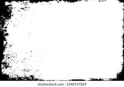 Grunge border vector texture background. Abstract frame overlay. Dirty and damaged backdrop. Vector graphic illustration with transparent white. EPS10.