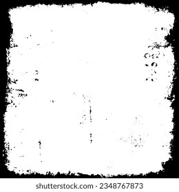 Grunge border vector texture background. Abstract frame overlay. Dirty and damaged backdrop. Vector graphic illustration with transparent white. EPS10.