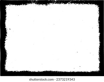 Grunge border vector texture background. Abstract frame overlay. Dirty and damaged backdrop. Vector graphic illustration with transparent white. EPS10.