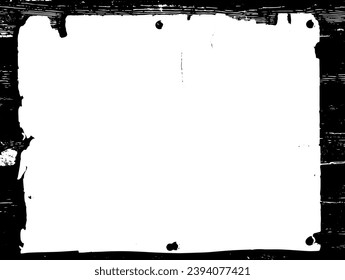 Grunge border vector texture background. Abstract frame overlay. Dirty and damaged backdrop. Vector graphic illustration with transparent white. EPS10.