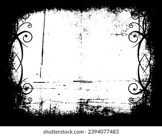 Grunge border vector texture background. Abstract frame overlay. Dirty and damaged backdrop. Vector graphic illustration with transparent white. EPS10.