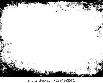 Grunge border vector texture background. Abstract frame overlay. Dirty and damaged backdrop. Vector graphic illustration with transparent white. EPS10.