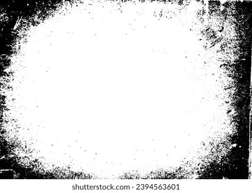 Grunge border vector texture background. Abstract frame overlay. Dirty and damaged backdrop. Vector graphic illustration with transparent white. EPS10.