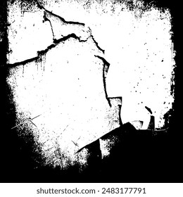 Grunge border vector texture background. Abstract frame overlay. Dirty and damaged backdrop. Vector graphic illustration with transparent white. EPS10.