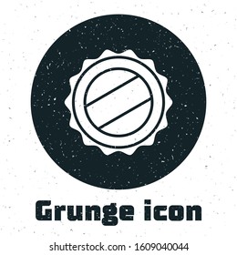 Grunge Bottle cap icon isolated on white background.  Vector Illustration