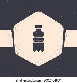 Grunge Bottle of water icon isolated on grey background. Soda aqua drink sign. Monochrome vintage drawing. Vector