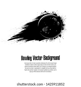 Grunge bowling background. Abstract bowling ball made from blots. Bowling design pattern. Vector illustration