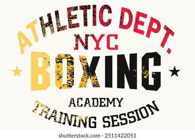 grunge Tipografia de boxe, grunge Slogan de tipografia de atletismo, impressão gráfica de design de vestuário atlético, NYC Vintage Impressão para roupas esportivas, Tipografia esportiva .eps8