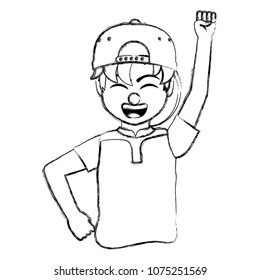 grunge boy with cap style and clown nose