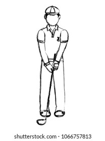 grunge boy golfer with hat and golf bat