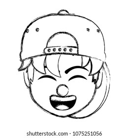 grunge boy head with cap and clown nose