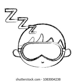 grunge boy head dreaming with sleeping glasses