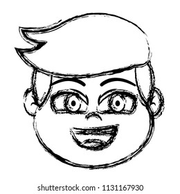 grunge boy head hairstyle with facial expression