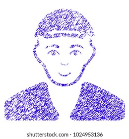 Grunge Boy rubber seal stamp watermark. Icon symbol with grunge design and scratched texture. Unclean vector blue emblem boy.
