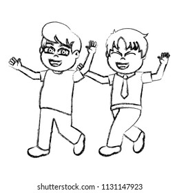 grunge boys children friends with hairstyle and clothes