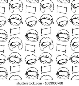 grunge boys and gils head with sleep glasses and pillow background