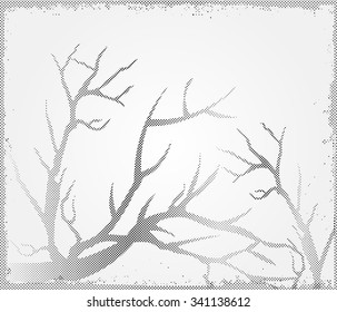 Grunge branches.Grunge background.Vector illustration.
